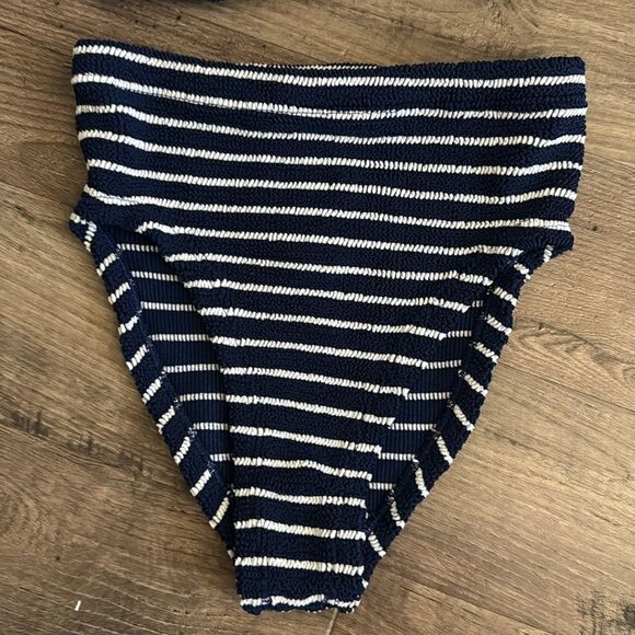Hunza G Bonnie Stripe Bikini Swim Set Navy White One Size - Picture 4 of 6